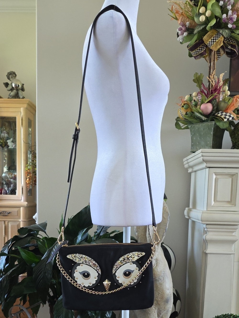 kate spade Black Owl Embellished Crossbody Bag